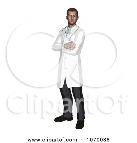 Clipart Doctor Standing With His Arms Crossed - Royalty Free Vector Illustration by AtStockIllustration