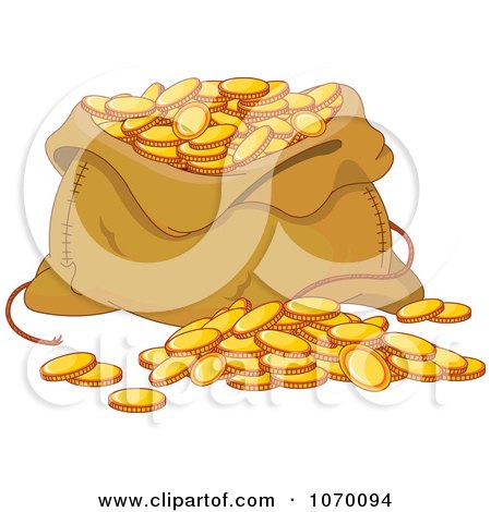Clipart Sack Of Gold Coins - Royalty Free Vector Illustration by Pushkin