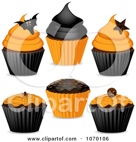 Clipart 3d Halloween Cupcakes - Royalty Free Vector Illustration by elaineitalia
