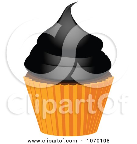Clipart 3d Halloween Cupcake With Black Frosting - Royalty Free Vector Illustration by elaineitalia