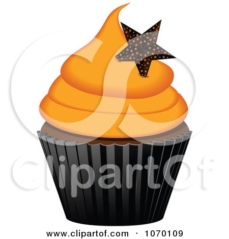 Clipart 3d Halloween Cupcake With A Star - Royalty Free Vector Illustration by elaineitalia