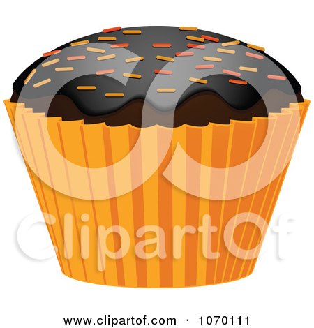 Clipart 3d Halloween Cupcake With Sprinkles - Royalty Free Vector Illustration by elaineitalia
