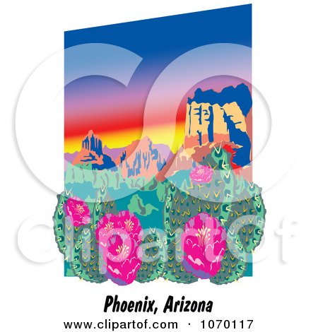 Clipart Desert Scene In Phoenix Arizona - Royalty Free Vector Illustration by Andy Nortnik