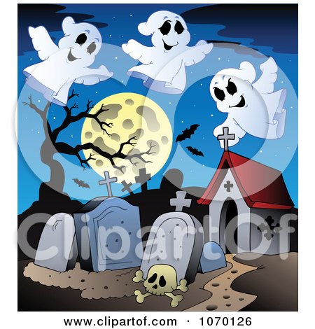 Clipart Haunted Graveyard - Royalty Free Vector Illustration by visekart