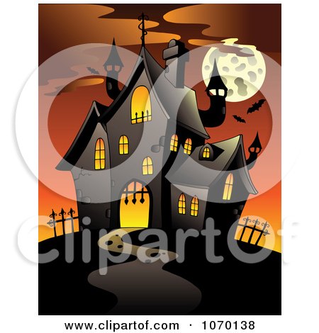 Clipart Full Moon And Haunted House 1 - Royalty Free Vector Illustration by visekart