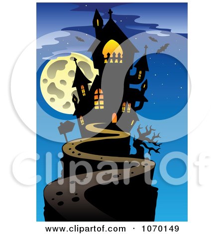 Clipart Full Moon And Haunted House 2 - Royalty Free Vector Illustration by visekart