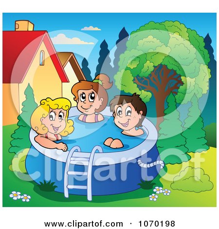 Clipart Children Playing In A Swimming Pool - Royalty Free Vector Illustration by visekart