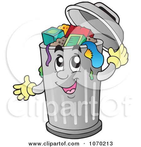Clipart Trash Can Character - Royalty Free Vector Illustration by visekart