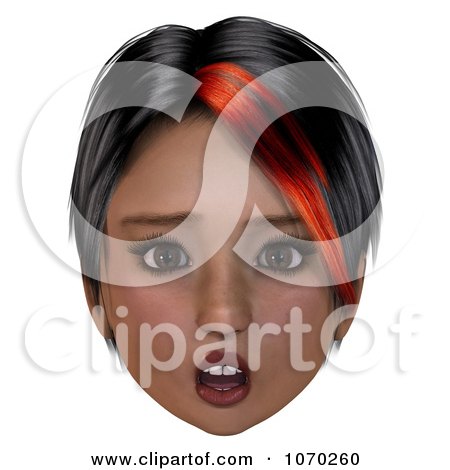 Clipart 3d Shocked Girl With A Red Streak In Her Hair - Royalty Free CGI Illustration by Ralf61