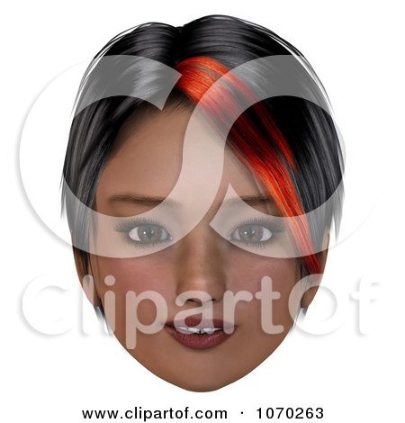 Clipart 3d Friendly Girl With A Red Streak In Her Hair - Royalty Free CGI Illustration by Ralf61