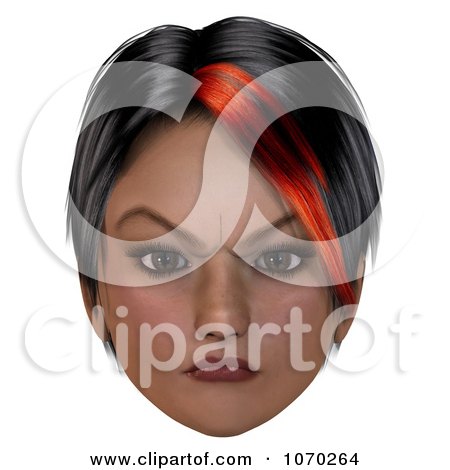 Clipart 3d Mad Girl With A Red Streak In Her Hair - Royalty Free CGI Illustration by Ralf61