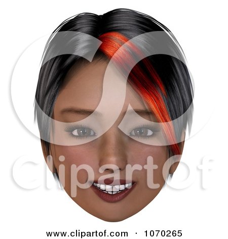 Clip Art 3d Smiling Girl With A Red Streak In Her Hair - Royalty Free CGI Illustration by Ralf61