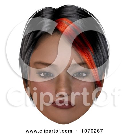 Clipart 3d Skeptical Girl With A Red Streak In Her Hair 2 - Royalty Free CGI Illustration by Ralf61