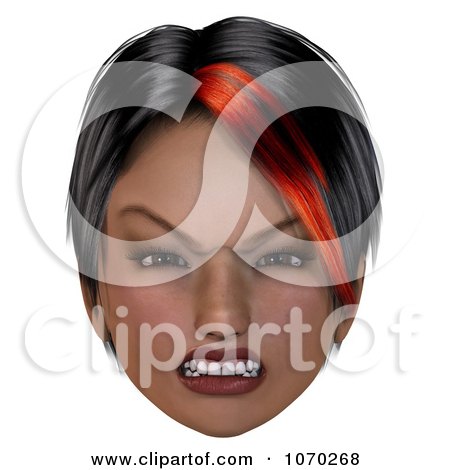 Clipart 3d Mean Girl With A Red Streak In Her Hair 1 - Royalty Free CGI Illustration by Ralf61