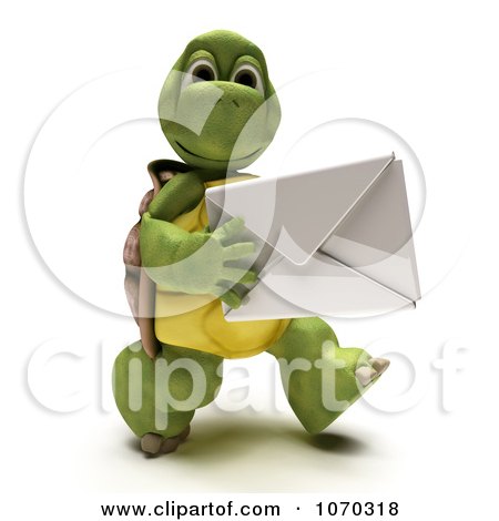 Clipart 3d Tortoise Carrying An Envelope - Royalty Free CGI Illustration by KJ Pargeter