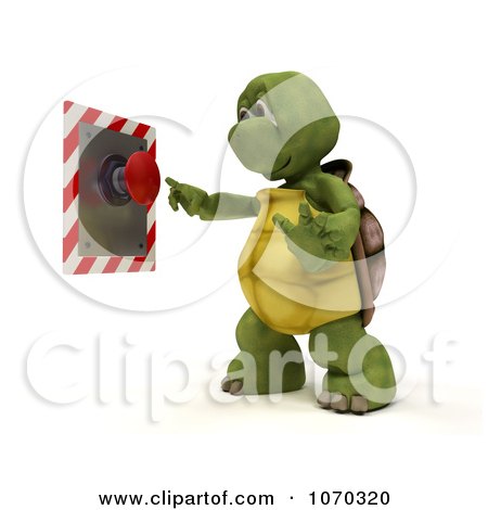 Clipart 3d Tortoise Pushing A Button - Royalty Free CGI Illustration by KJ Pargeter