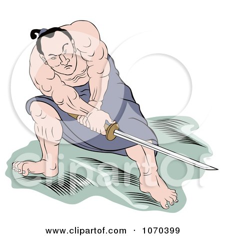 Clipart Samurai Warrior Fighting With A Sword 2 - Royalty Free Illustration by patrimonio