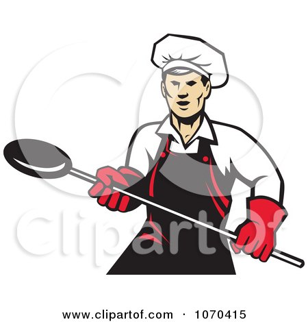 Clipart Baker Holding A Pan - Royalty Free Vector Illustration by patrimonio