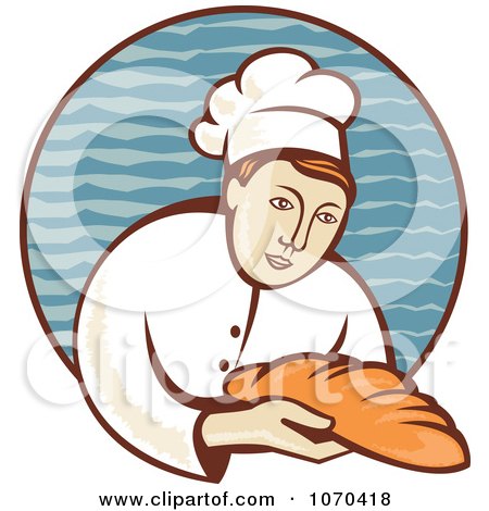 Clipart Baker Holding Bread - Royalty Free Vector Illustration by patrimonio