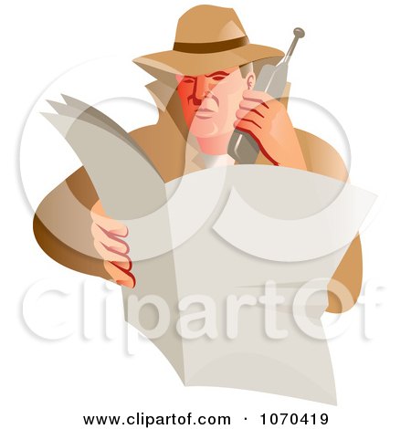 Clipart Detective Making A Phone Call - Royalty Free Vector Illustration by patrimonio