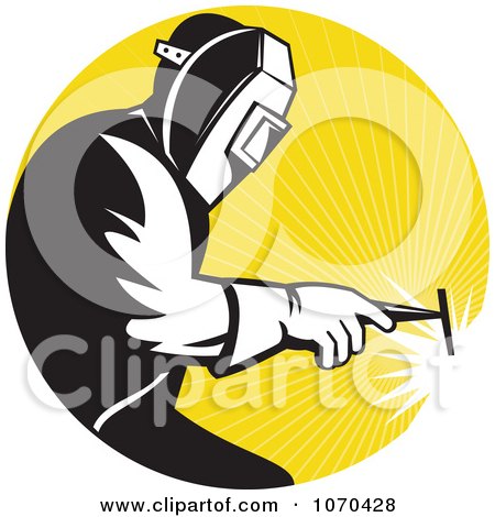 Clipart Welder Against Yellow Rays - Royalty Free Vector Illustration by patrimonio