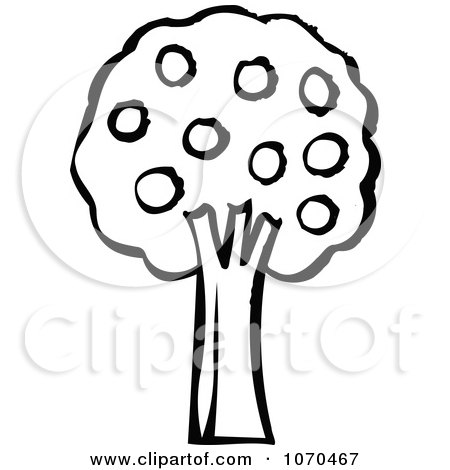 Clipart Black And White Fruit Tree - Royalty Free Vector Illustration by NL shop