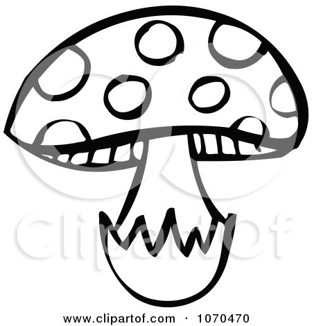 Clipart Black And White Mushroom - Royalty Free Vector Illustration by NL shop