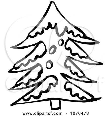Clipart Black And White Snow Flocked Tree - Royalty Free Vector Illustration by NL shop
