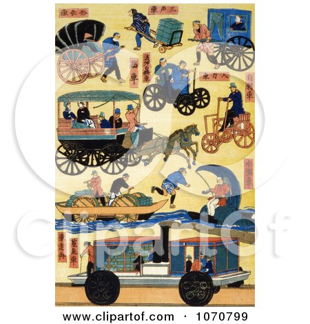 Royalty Free Historical Illustration of Japanese Transportation by JVPD