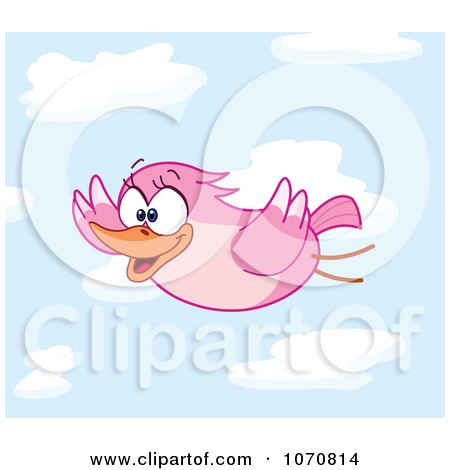 Clipart Pink Bird In Flight - Royalty Free Vector Illustration by yayayoyo