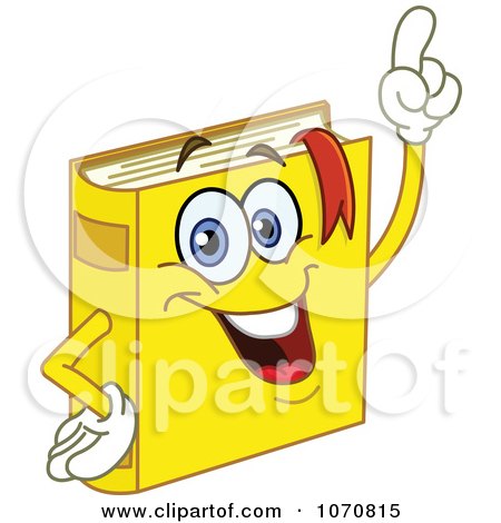 Clipart Yellow Book Character With An Idea - Royalty Free Vector Illustration by yayayoyo