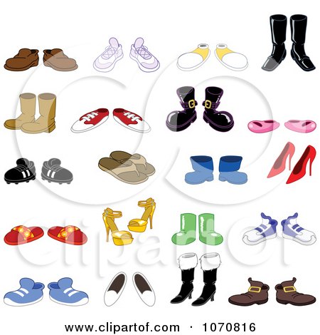 Clipart Many Pairs Of Shoes - Royalty Free Vector Illustration by yayayoyo