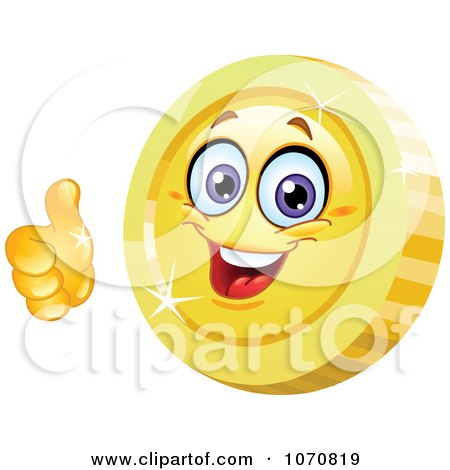 Clipart 3d Thumbs Up Coin Character - Royalty Free Vector Illustration by yayayoyo