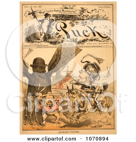 Illustration Of Quixotic Tilting - Royalty Free Historical Clip Art by JVPD