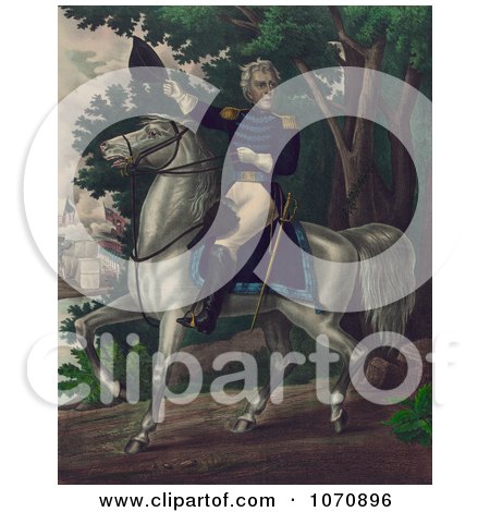Illustration Of Andrew Jackson With the Tennessee Forces on the Hickory Grounds - Royalty Free Historical Clip Art by JVPD