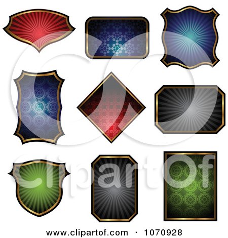 Clipart Patterned Shield Logos - Royalty Free Vector Illustration by cidepix
