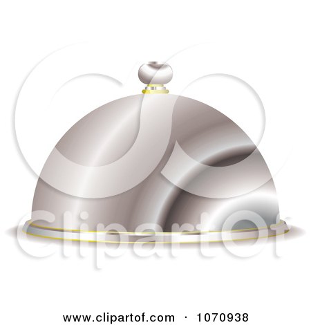 Clipart 3d Silver Serving Cloche Platter - Royalty Free Vector Illustration by michaeltravers