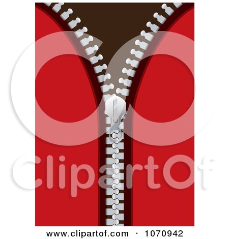 Clipart 3d Zipper On Red Fabric - Royalty Free Vector Illustration by michaeltravers