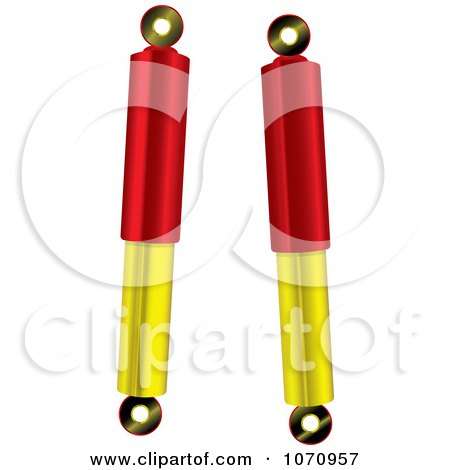 Clipart 3d Red And Gold Shock Absorbers - Royalty Free Vector Illustration by michaeltravers