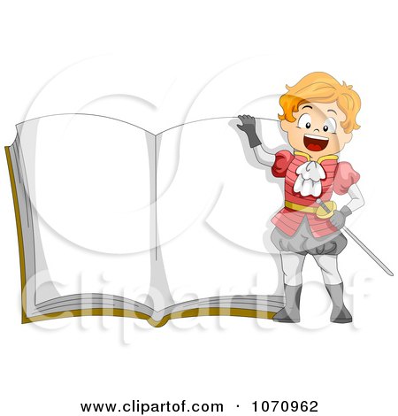 Clipart Prince Over An Open Story Book - Royalty Free Vector Illustration by BNP Design Studio
