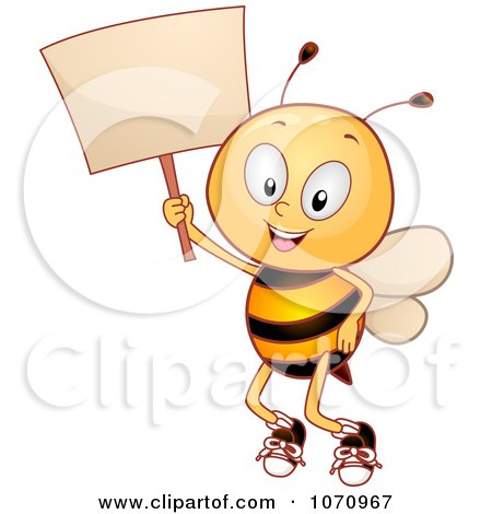 Clipart Bee Student Holding A Sign - Royalty Free Vector Illustration by BNP Design Studio