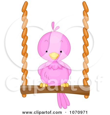 Clipart Pink Bird On A Swing - Royalty Free Vector Illustration by BNP Design Studio