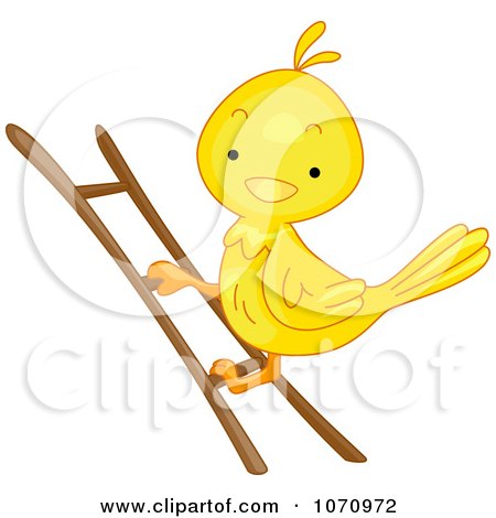 Clipart Bird Climbing A Ladder - Royalty Free Vector Illustration by BNP Design Studio