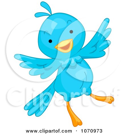 Clipart Happy Blue Bird Flying - Royalty Free Vector Illustration by BNP Design Studio