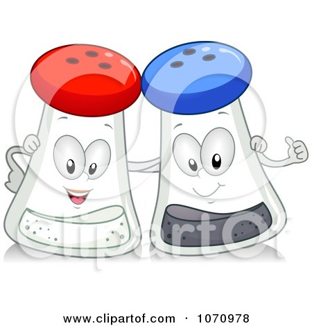Clipart Salt And Pepper Shakers With Arms Around Each Other - Royalty Free Vector Illustration by BNP Design Studio