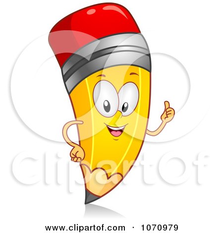 Clipart Thumbs Up Pencil Character Smiling - Royalty Free Vector Illustration by BNP Design Studio