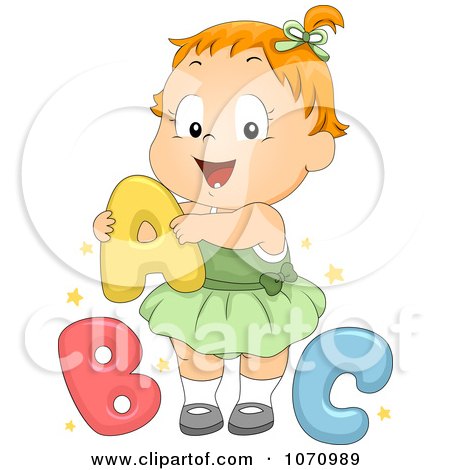 Clipart Baby Girl With ABC - Royalty Free Vector Illustration by BNP Design Studio