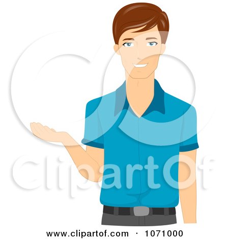 Clipart Male Teacher Gesturing With His Hand - Royalty Free Vector Illustration by BNP Design Studio