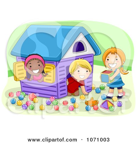 Clipart Preschool Kids Playing In A House - Royalty Free Vector Illustration by BNP Design Studio