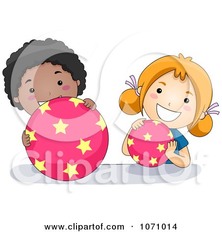 Clipart School Children Playing With Star Balls - Royalty Free Vector Illustration by BNP Design Studio